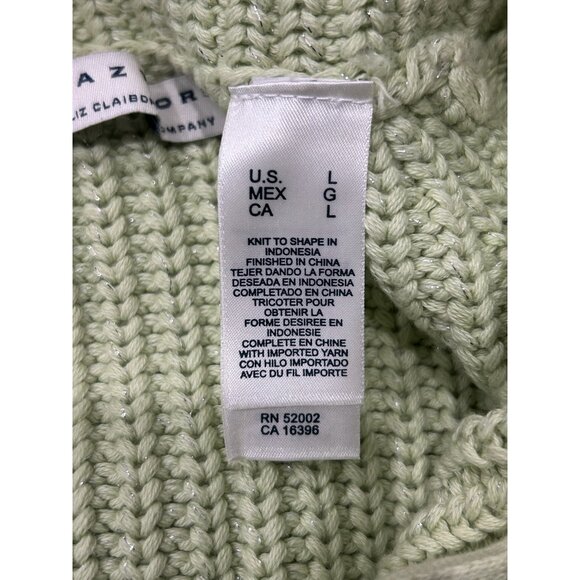 Crazy Horse Liz Claiborne Light Green Ribbed Half-Zip Sweater Sz Medium - Picture 7 of 11